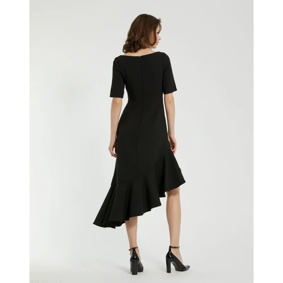 NWT Mac Duggal Crepe 3/4 Sleeve Asymmetrical Hem Dress - size 10 - Picture 2 of 6
